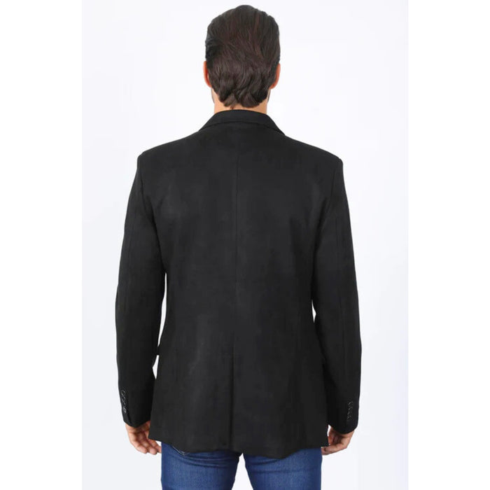 Men’s Platini Black Faux Suede Double Button Blazer