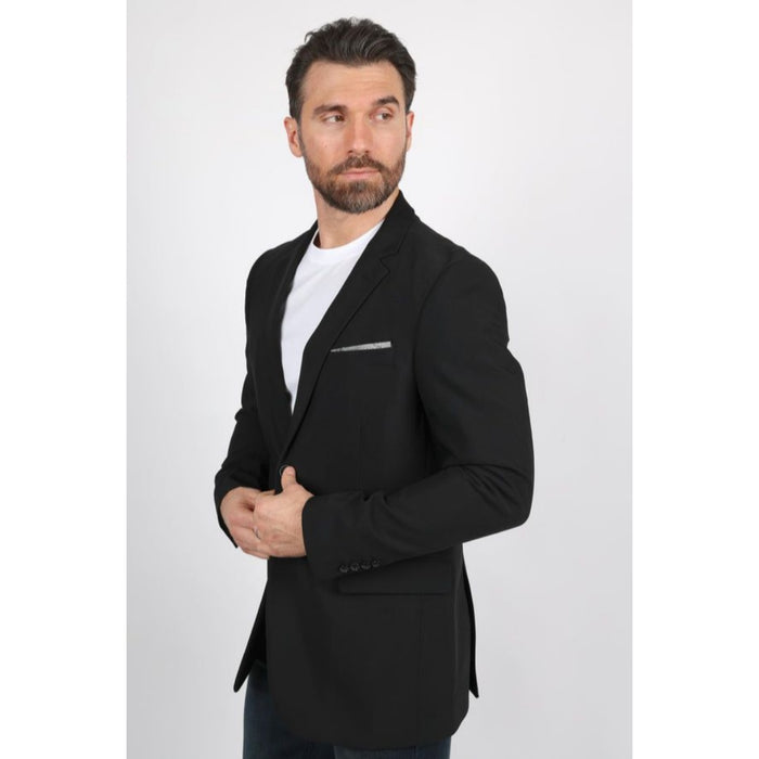 Men’s Platini Black Modern Fit Stretch Blazer – Date Night Style