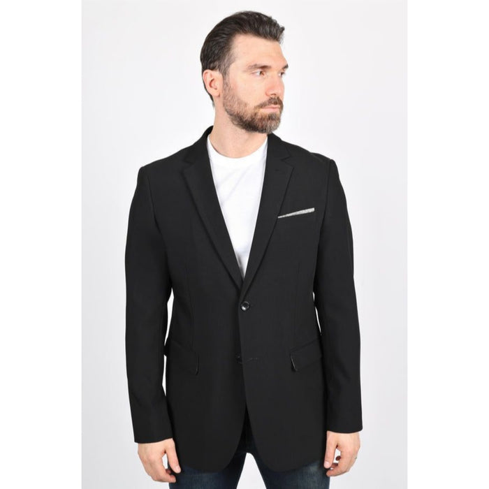 Men’s Platini Black Modern Fit Stretch Blazer – Date Night Style