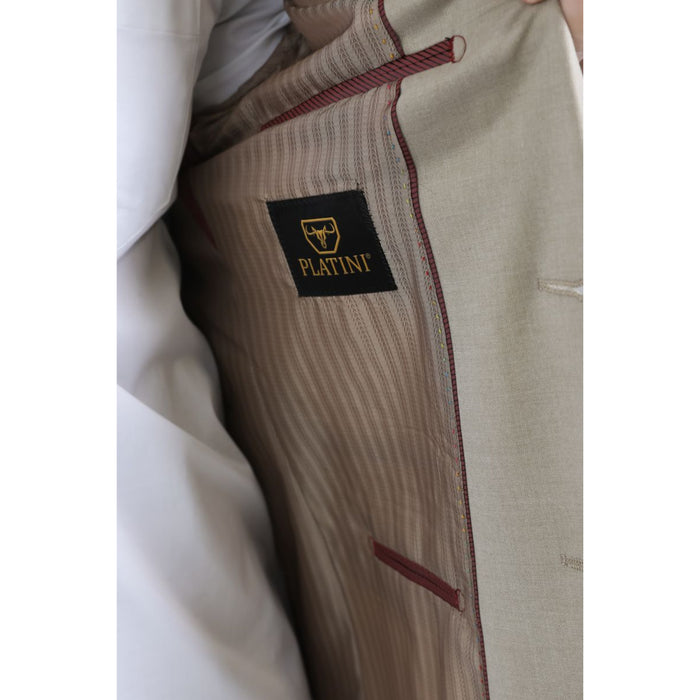 Men’s Platini Classic Western Double-Breasted Khaki Blazer