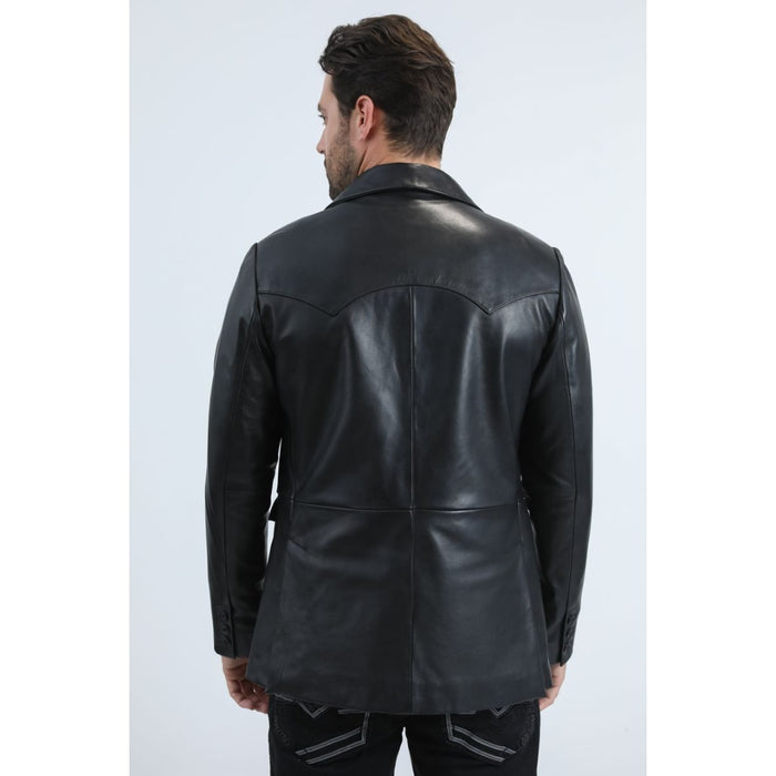 Men’s Platini Genuine Black Leather Blazer Jacket