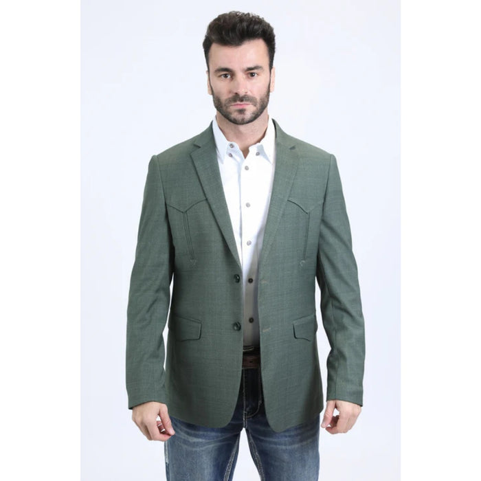 Men’s Platini Green Double-Breasted Western Blazer Jacket