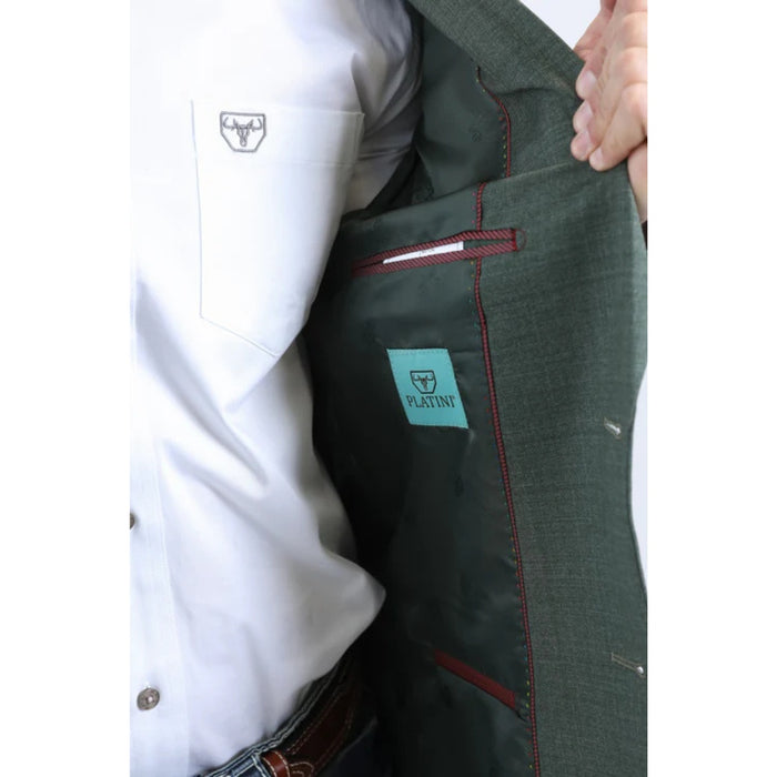 Men’s Platini Green Double-Breasted Western Blazer Jacket