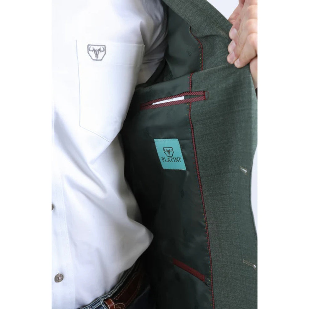 Men’s Platini Green Double-Breasted Western Blazer Jacket