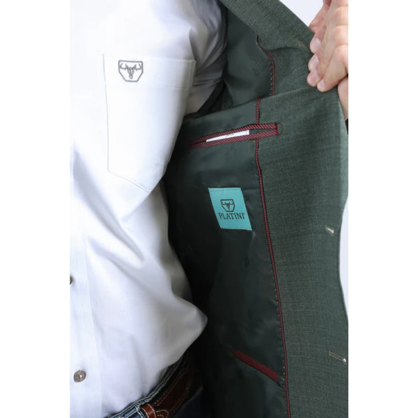Men’s Platini Green Double-Breasted Western Blazer Jacket