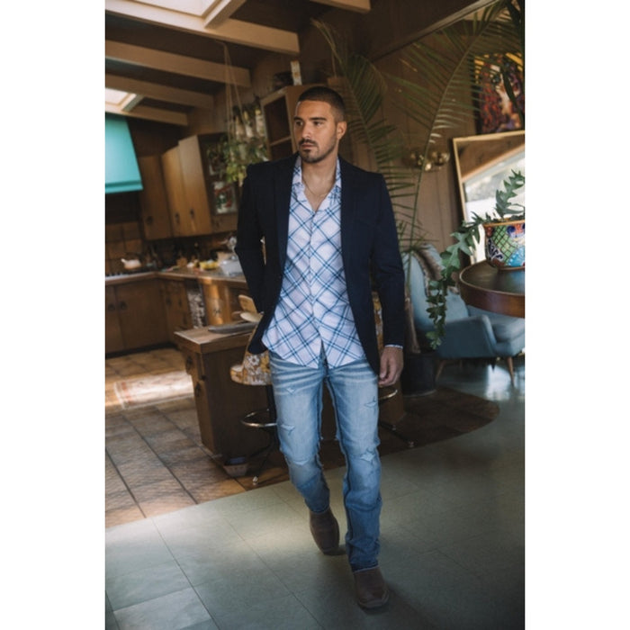 Men’s Platini Navy Double-Button Western Blazer Jacket