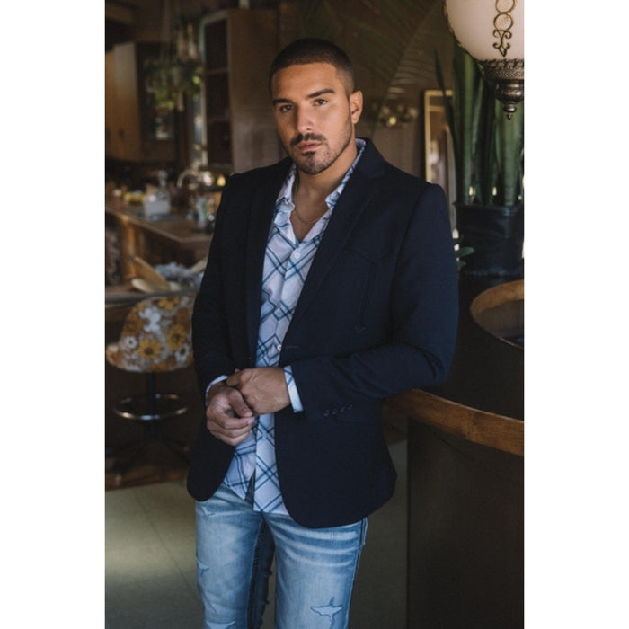 Men’s Platini Navy Double-Button Western Blazer Jacket