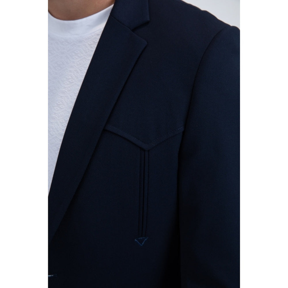 Men’s Platini Navy Double-Button Western Blazer Jacket