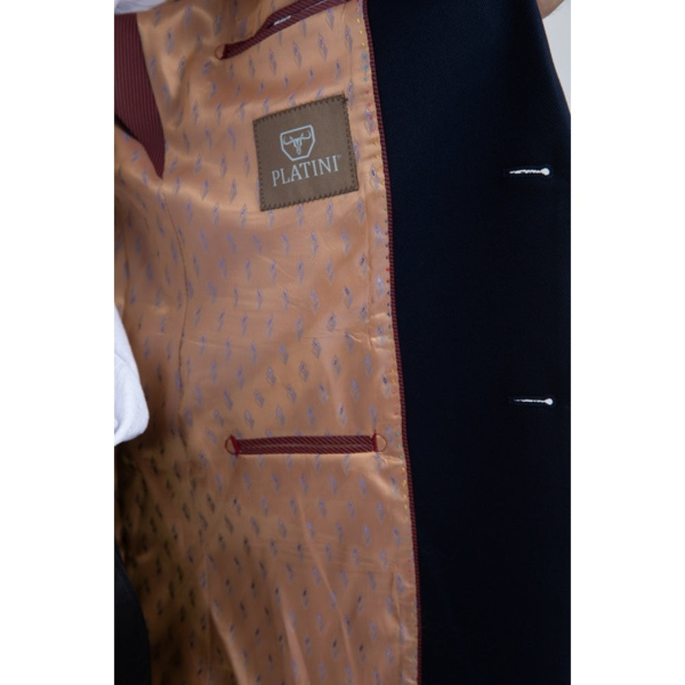 Men’s Platini Navy Double-Button Western Blazer Jacket