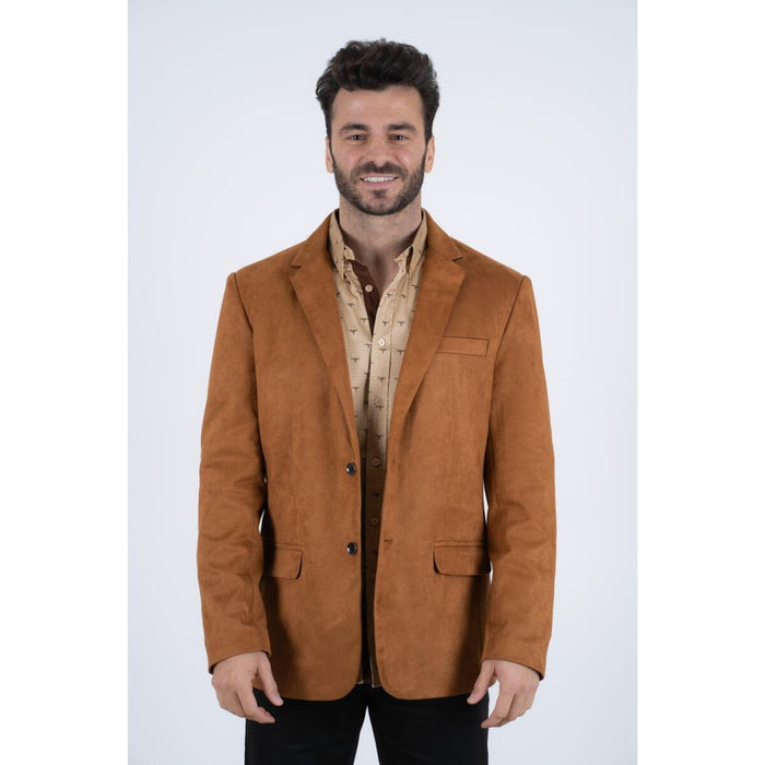 Men's Platini Solid Camel Suede Blazer Jacket