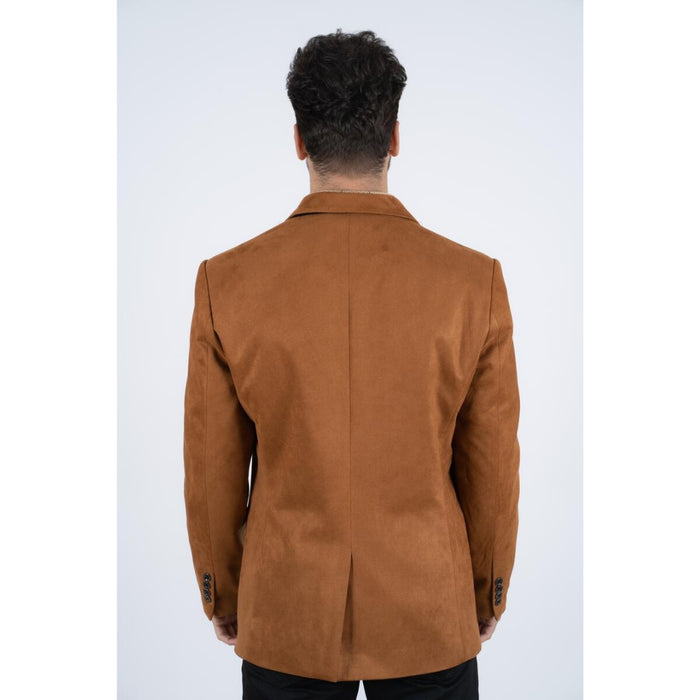 Men's Platini Solid Camel Suede Blazer Jacket