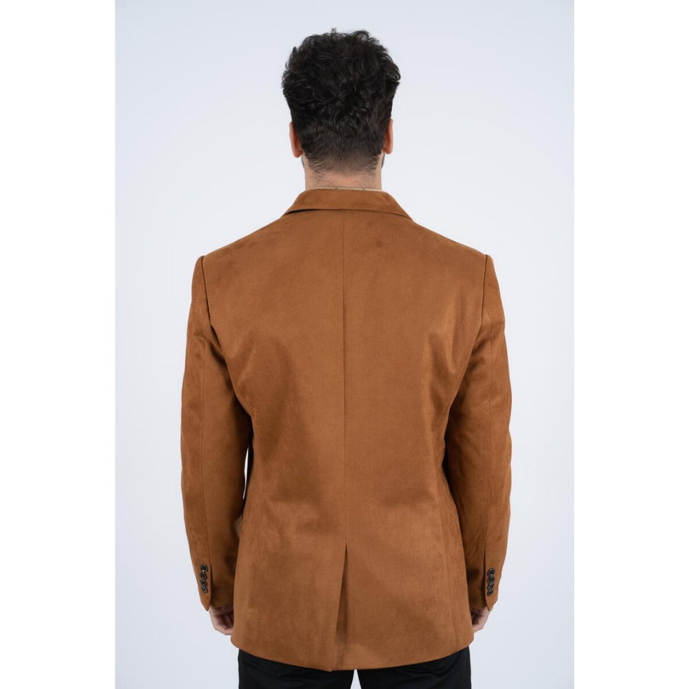 Men's Platini Solid Camel Suede Blazer Jacket