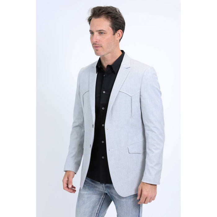 Men’s Platini Western Grey Blazer with Double Button Closure