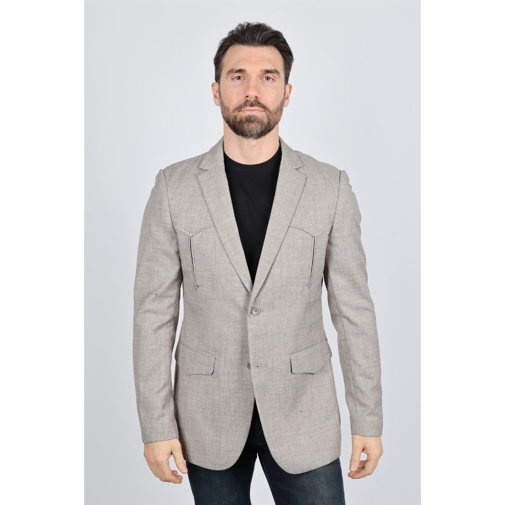 Men’s Platini Western Sport Coat – Heather Beige with Elbow Patch Detail