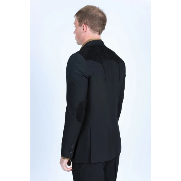 Men’s Platini Western-Style Black Sport Coat with Suede Accents and Elbow Patches
