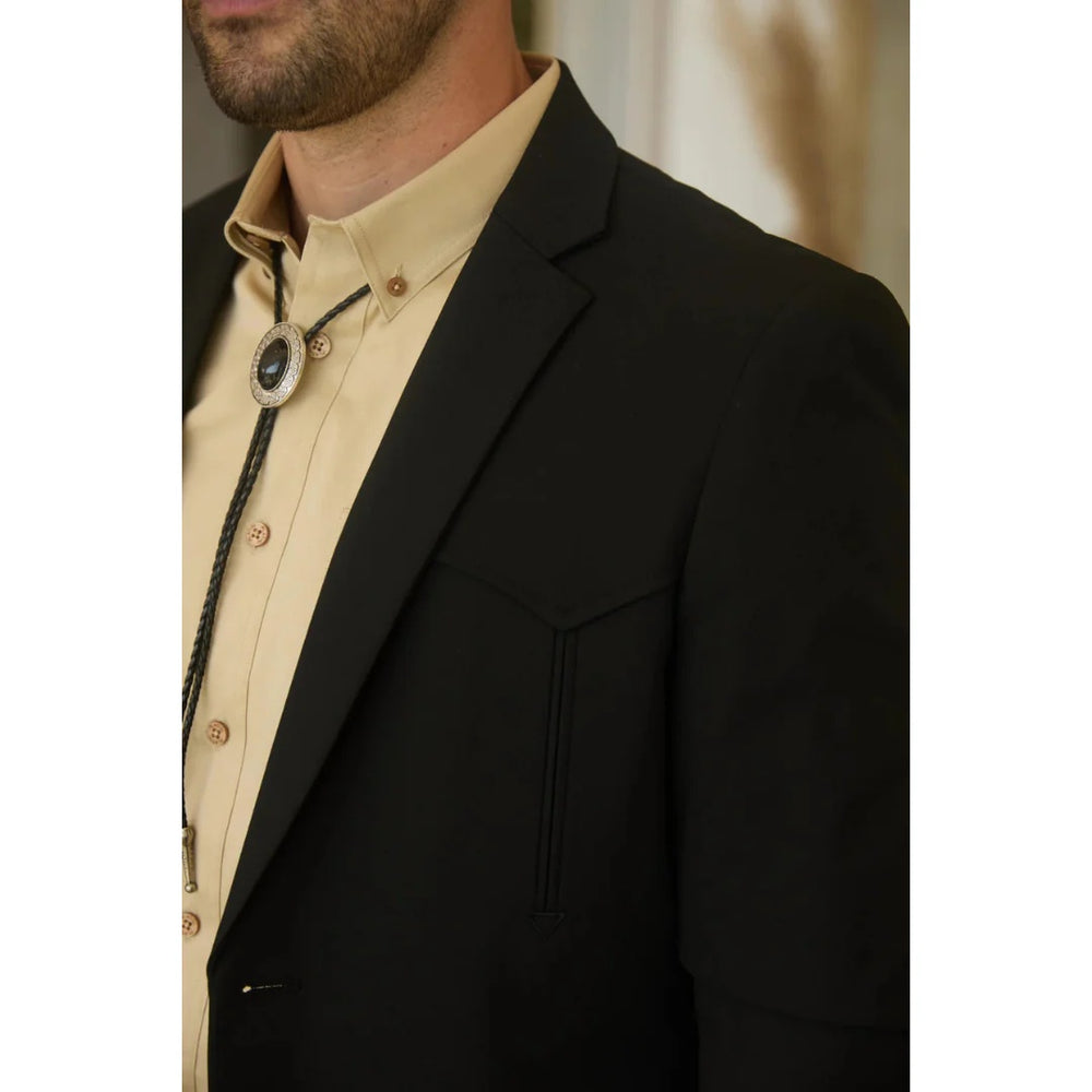 Men’s Platini Western-Style Black Sport Suit with Elbow Patch Detail