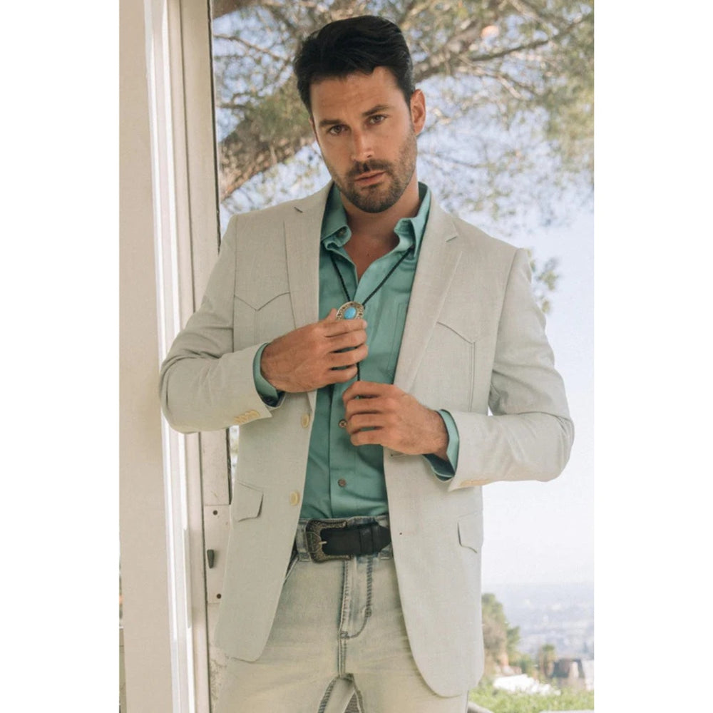 Men’s Platini Western Style Double-Breasted Blazer in White
