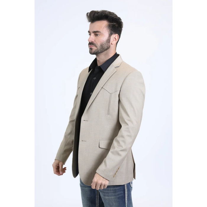 Men’s Platini Western Style Double-Breasted Blazer – Taupe/Beige