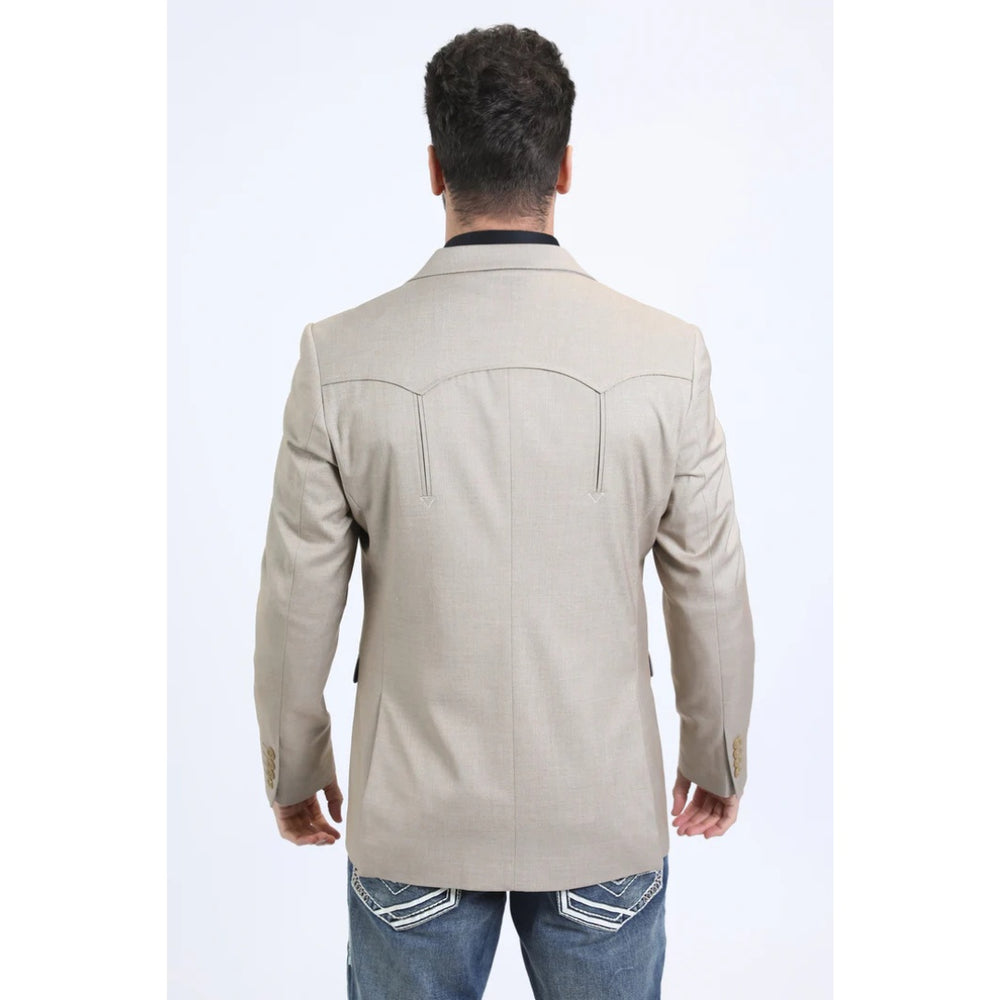 Men’s Platini Western Style Double-Breasted Blazer – Taupe/Beige