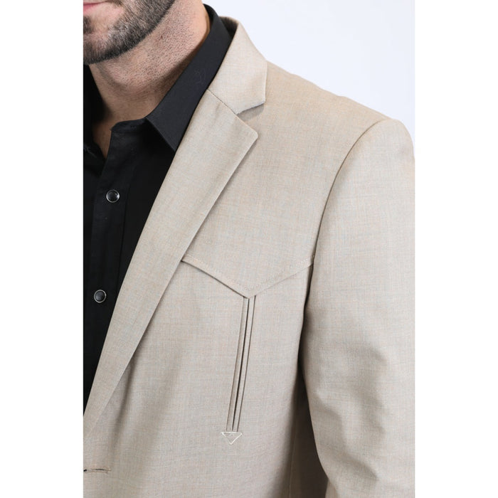 Men’s Platini Western Style Double-Breasted Blazer – Taupe/Beige