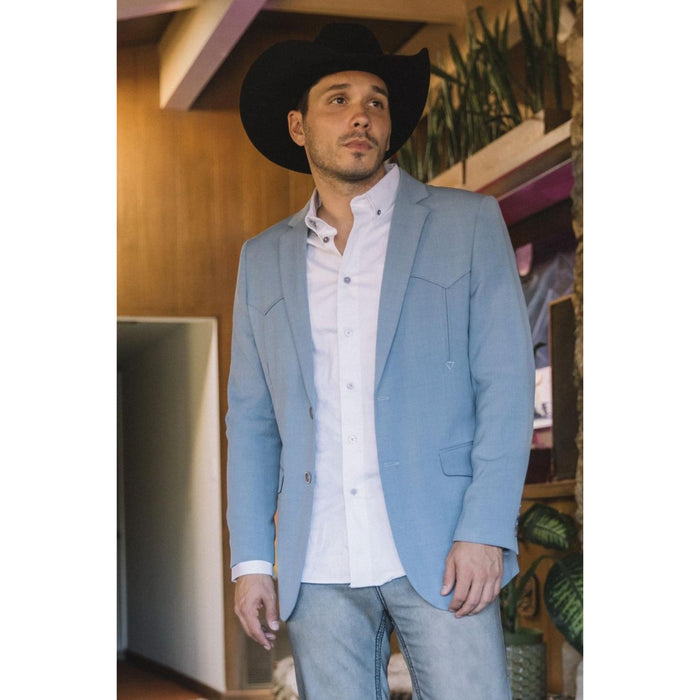 Men’s Platini Western Style Double-Button Blazer in Light Blue
