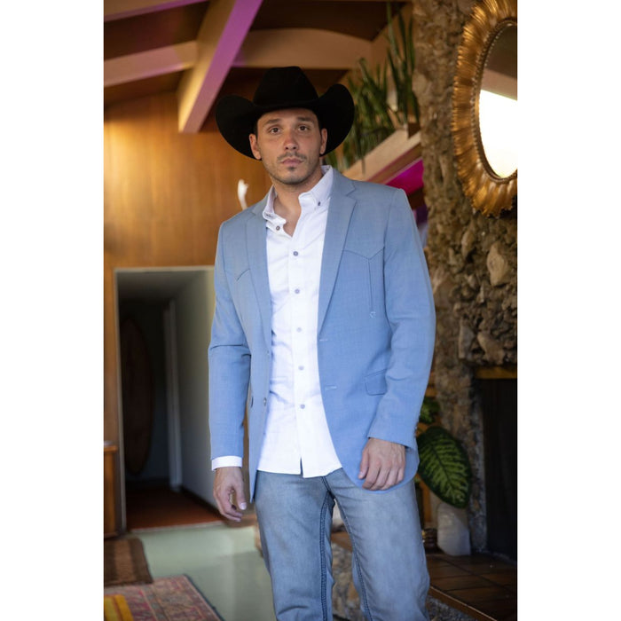 Men’s Platini Western Style Double-Button Blazer in Light Blue