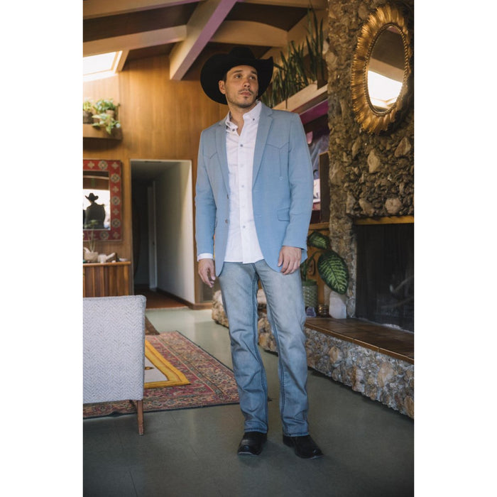 Men’s Platini Western Style Double-Button Blazer in Light Blue