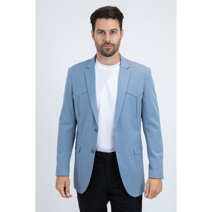 Men’s Platini Western Style Double-Button Blazer in Light Blue