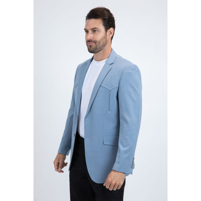 Men’s Platini Western Style Double-Button Blazer in Light Blue