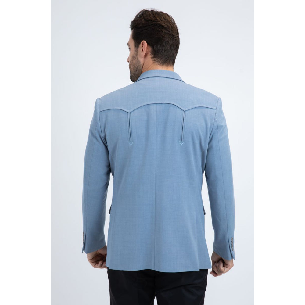 Men’s Platini Western Style Double-Button Blazer in Light Blue