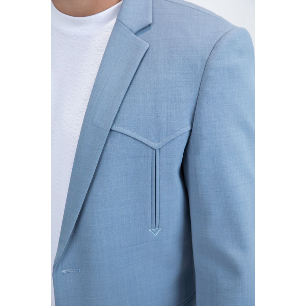 Men’s Platini Western Style Double-Button Blazer in Light Blue