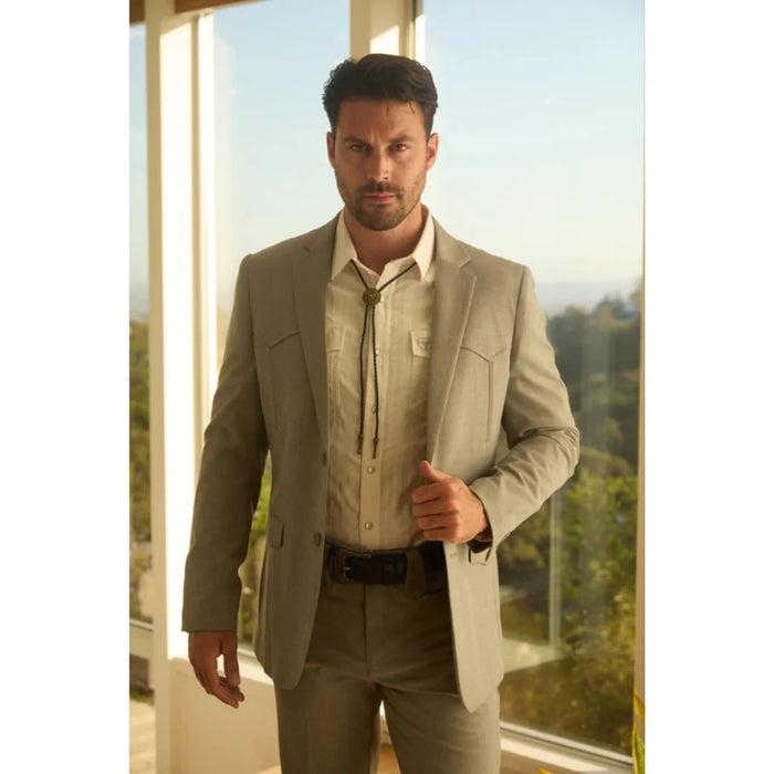 Men’s Platini Western-Style Grey Sport Suit with Elbow Patch Detail