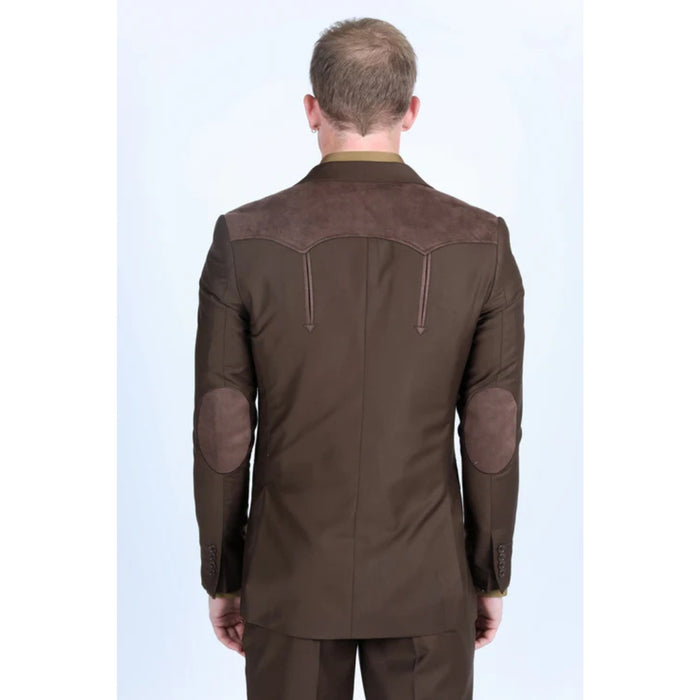 Men’s Platini Western-Style Sport Coat in Dark Brown with Suede Accents