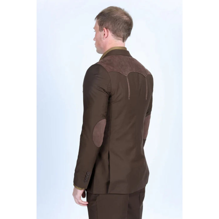 Men’s Platini Western-Style Sport Coat in Dark Brown with Suede Accents