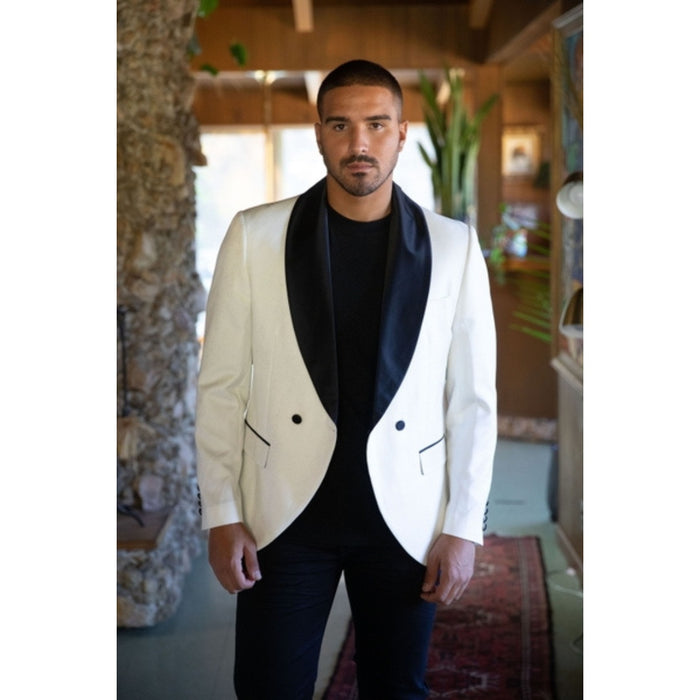 Men’s Platini White/Black Fashion Blazer and Vest Set