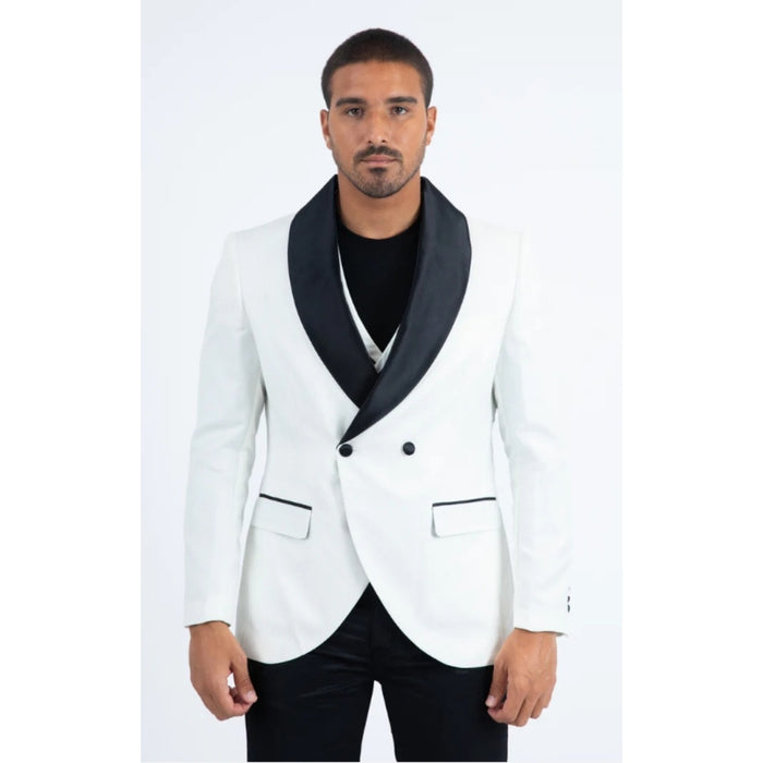 Men’s Platini White/Black Fashion Blazer and Vest Set