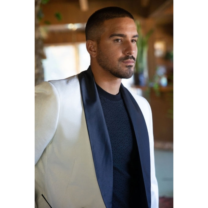 Men’s Platini White/Black Fashion Blazer and Vest Set