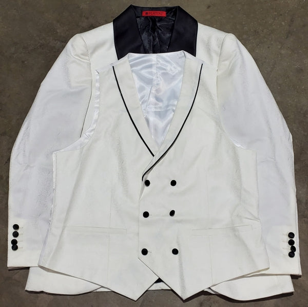 Men’s Platini White/Black Fashion Blazer and Vest Set
