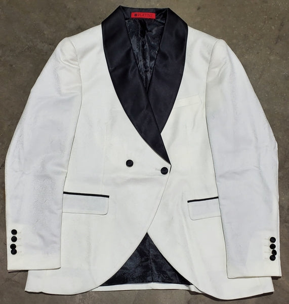 Men’s Platini White/Black Fashion Blazer and Vest Set