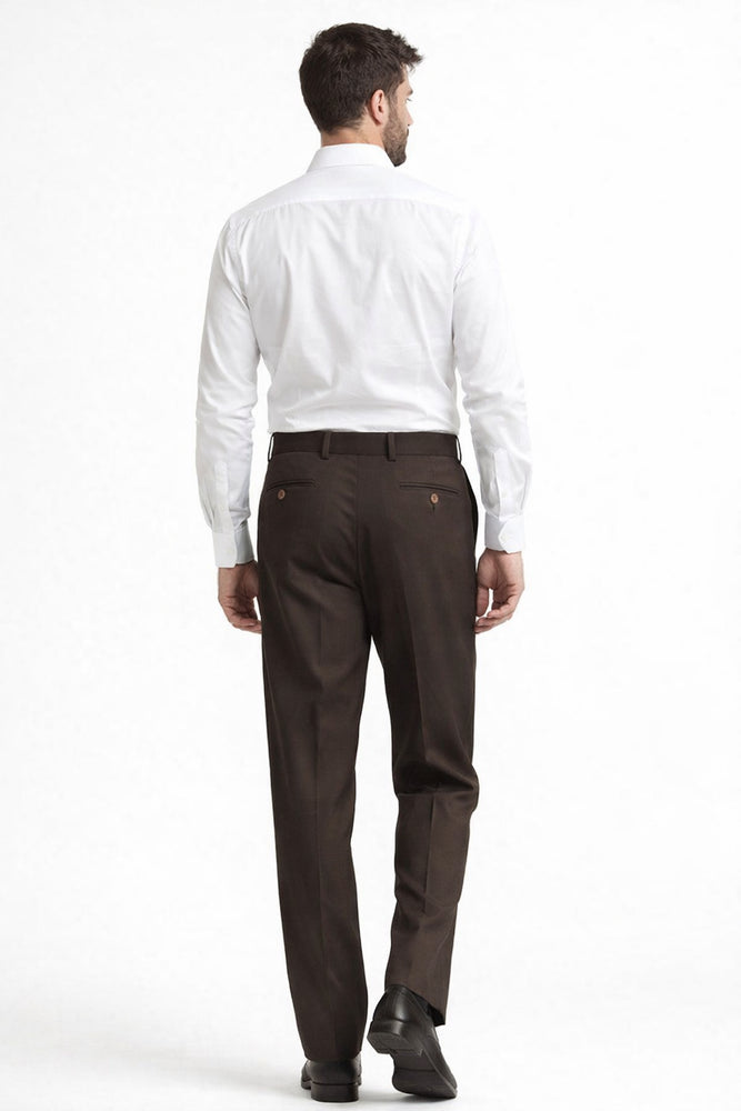 Mens Pleated Dress Pants Chocolate Brown Wide Leg Slacks Pleated baggy dress trousers