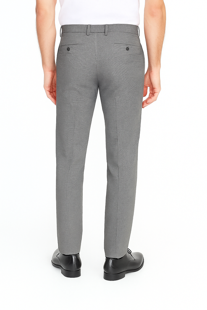 Mens Pleated or Flat Front houndstooth checkered Tweed Pattern Dress Pants 100% Black/White