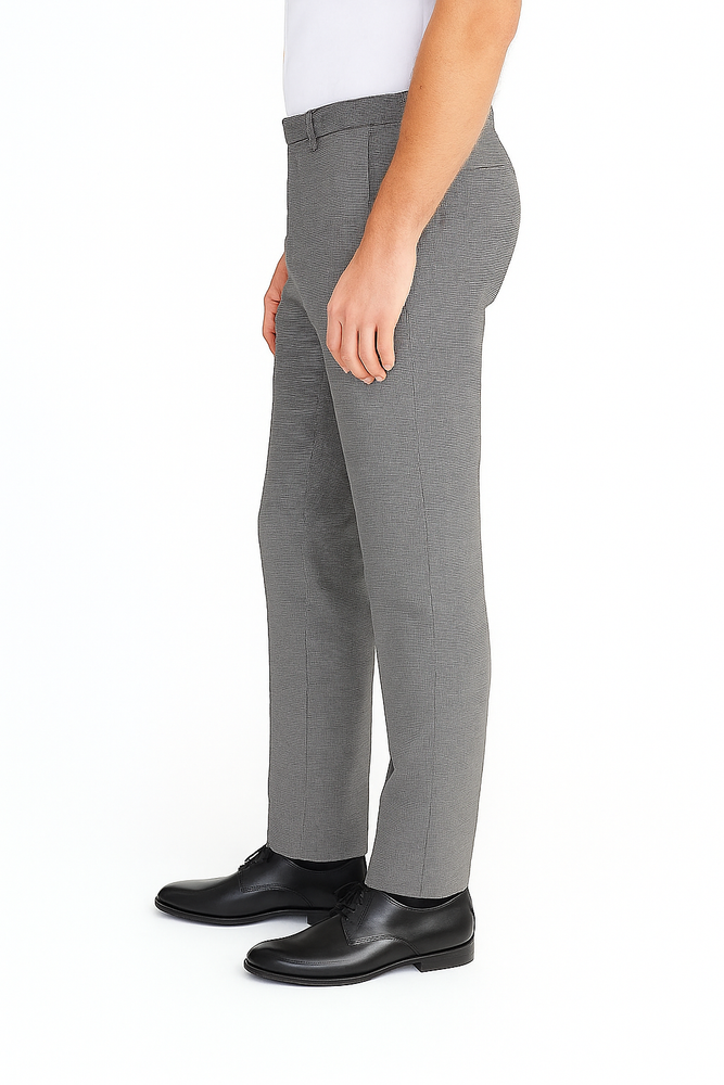 Mens Pleated or Flat Front houndstooth checkered Tweed Pattern Dress Pants 100% Black/White