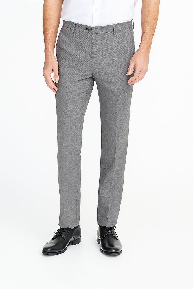 Mens Pleated or Flat Front houndstooth checkered Tweed Pattern Dress Pants 100% Black/White