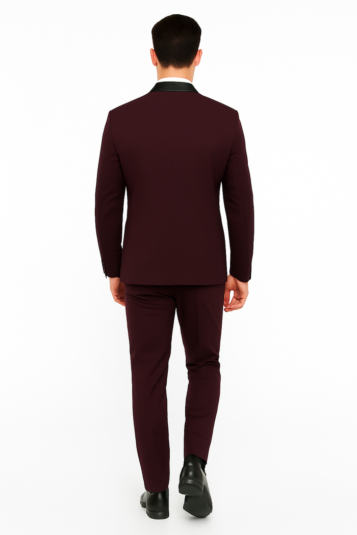 Men's Purple - Plum - Eggplant Jacket and Pants Two Button Shawl Lapel Tuxedo