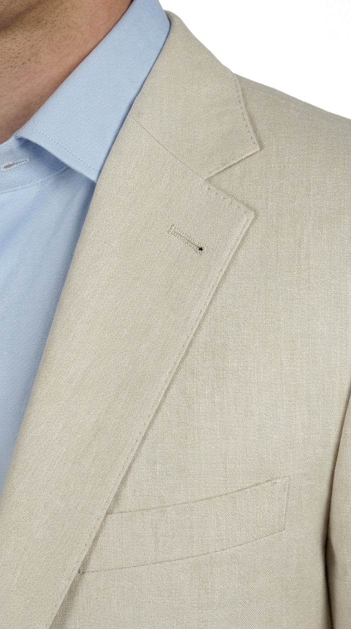 Mens Real ENZO Tovare Linen Spring Summer Suit – Lightweight Breathable Natural Linen Color Wedding Suit