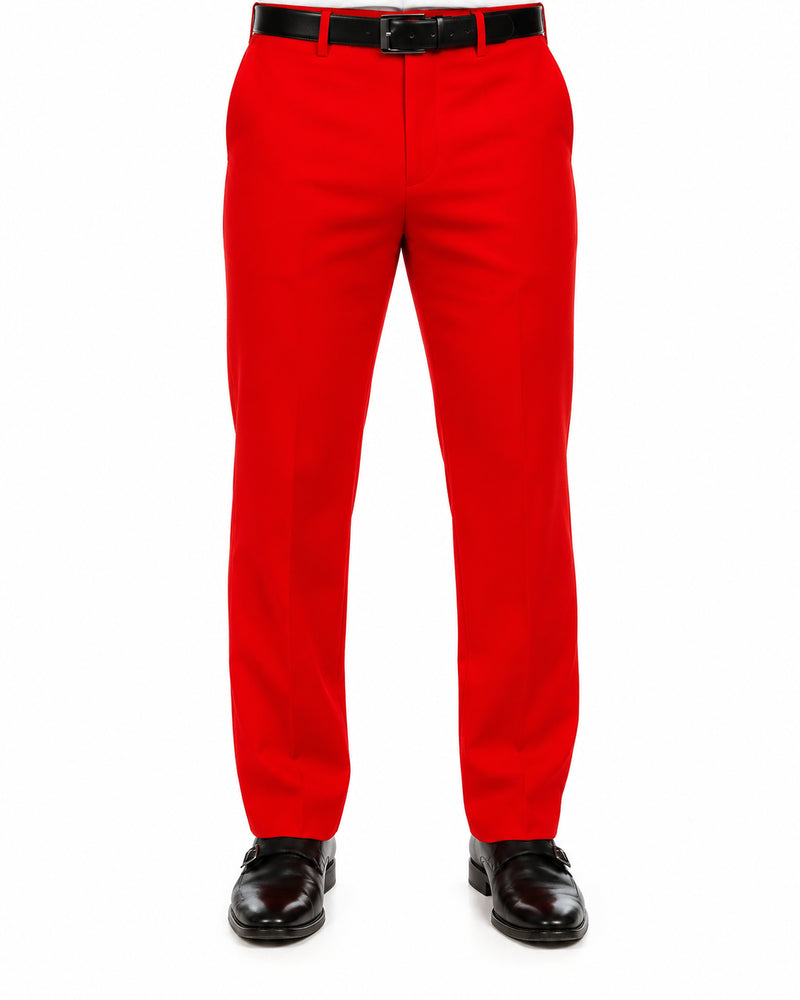Men's Red 100% Polyester Slim Fit Pants