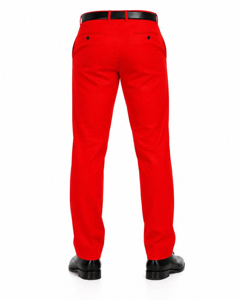 Men's Red 100% Polyester Slim Fit Pants