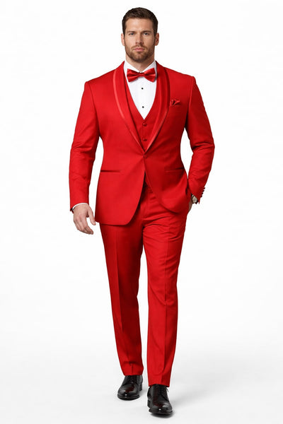 Classic Red Shawl Lapel Tuxedo for Men | 1-Button 4-Piece Suit