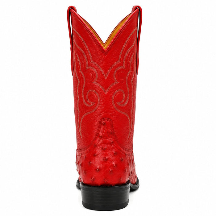 Los Altos Boots Red Ostrich J-Toe Cowboy Boots - Botas De Avestruz