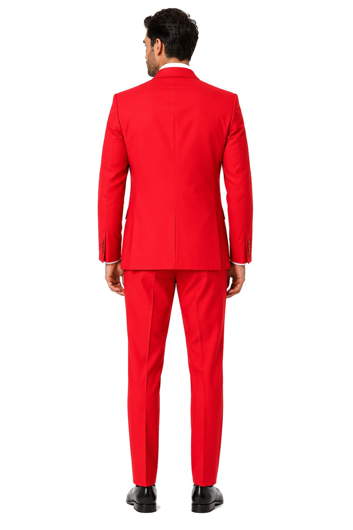 Mens Red Suit Poly~Rayon Fabric Modern Cut 2 Button Cheap Business Suits Clearance Sale